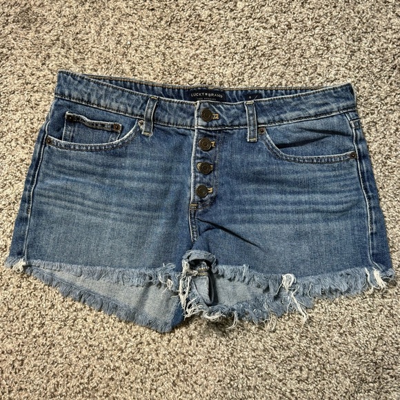 Lucky Brand The Cut Off Mid Rise Shorts Fray Hem Size 29/8 - Picture 2 of 5